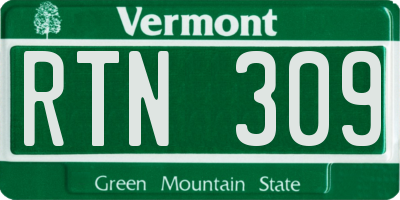 VT license plate RTN309