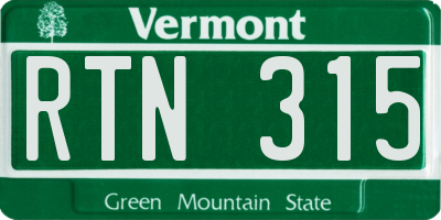 VT license plate RTN315