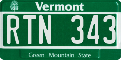 VT license plate RTN343