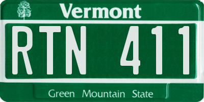 VT license plate RTN411