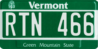 VT license plate RTN466