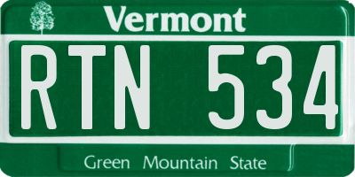 VT license plate RTN534