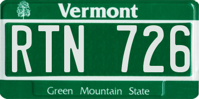 VT license plate RTN726