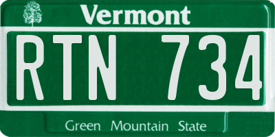 VT license plate RTN734