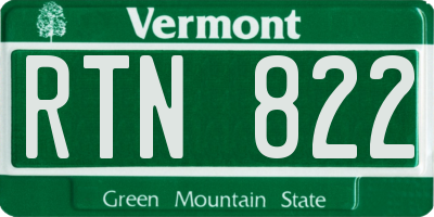 VT license plate RTN822