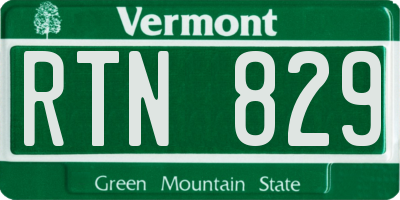 VT license plate RTN829