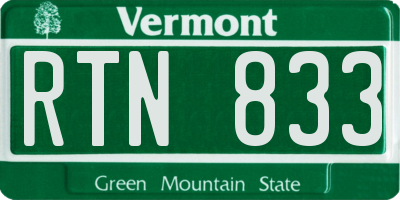 VT license plate RTN833