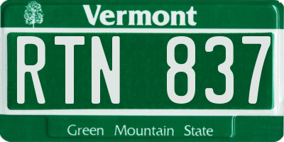 VT license plate RTN837