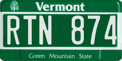 VT license plate RTN874