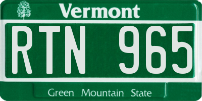 VT license plate RTN965