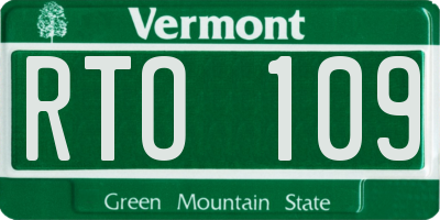 VT license plate RTO109