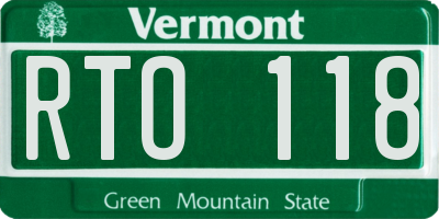 VT license plate RTO118