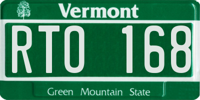 VT license plate RTO168