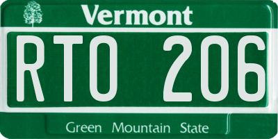 VT license plate RTO206
