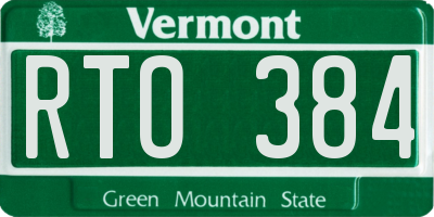 VT license plate RTO384