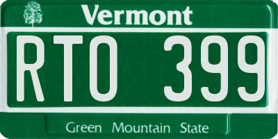 VT license plate RTO399