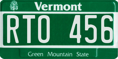VT license plate RTO456
