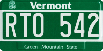 VT license plate RTO542