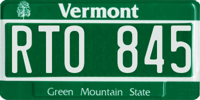 VT license plate RTO845