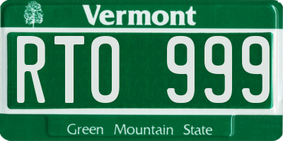 VT license plate RTO999