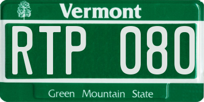 VT license plate RTP080