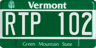 VT license plate RTP102