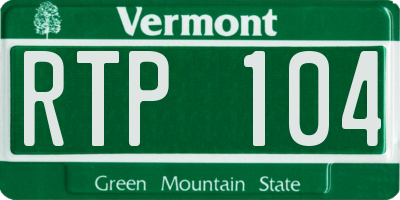 VT license plate RTP104
