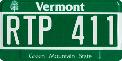 VT license plate RTP411