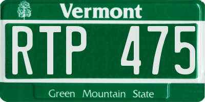 VT license plate RTP475