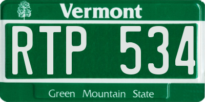 VT license plate RTP534