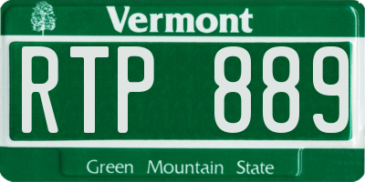 VT license plate RTP889
