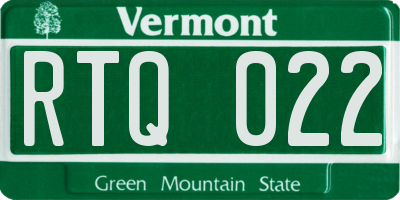 VT license plate RTQ022