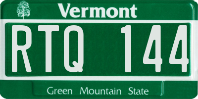 VT license plate RTQ144