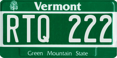 VT license plate RTQ222