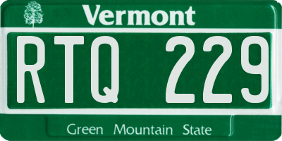 VT license plate RTQ229