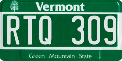 VT license plate RTQ309
