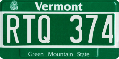 VT license plate RTQ374