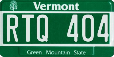 VT license plate RTQ404