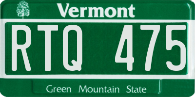 VT license plate RTQ475