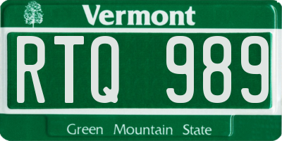 VT license plate RTQ989