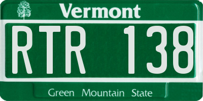 VT license plate RTR138