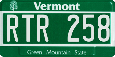 VT license plate RTR258