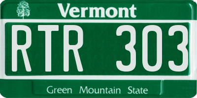 VT license plate RTR303