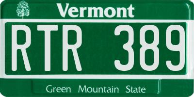 VT license plate RTR389