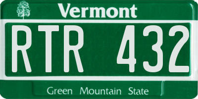 VT license plate RTR432