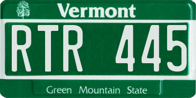 VT license plate RTR445
