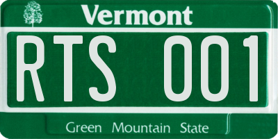 VT license plate RTS001