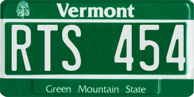 VT license plate RTS454