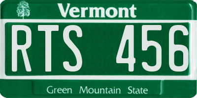 VT license plate RTS456