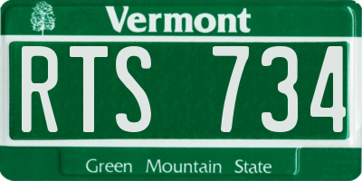 VT license plate RTS734